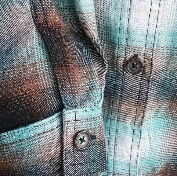 NOBO Shirt Plaid Brown Green Button Relaxed Fit  size XXL - Picture 5 of 6